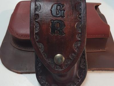 Knife Sheath Assorted, Custom, Full Grain Leather, Hand tooled, Hand made in the Okanagan, Oliver, B.C., Canada.