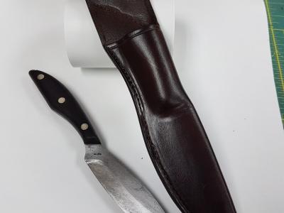 Knife Sheath Assorted, Custom, Full Grain Leather, Hand tooled, Hand made in the Okanagan, Oliver, B.C., Canada.