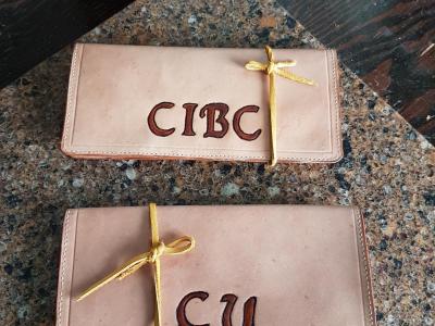 Check Book Covers, Custom, Full Grain Leather, Hand tooled, Hand made in the Okanagan, Oliver, B.C., Canada.