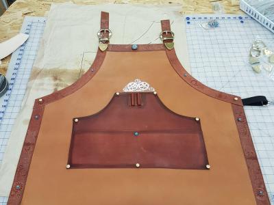 Aprons Assorted, Full Grain Leather, Hand tooled, Hand made in the Okanagan, Oliver, B.C., Canada.