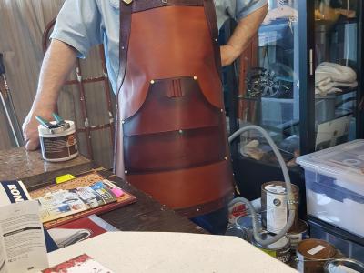 Aprons Assorted, Full Grain Leather, Hand tooled, Hand made in the Okanagan, Oliver, B.C., Canada.