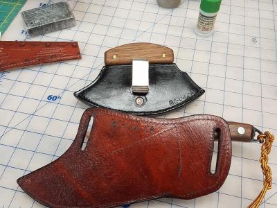 Knife Sheath For Quick draw, Custom, Full Grain Leather, Hand tooled, Hand made in the Okanagan, Oliver, B.C., Canada.