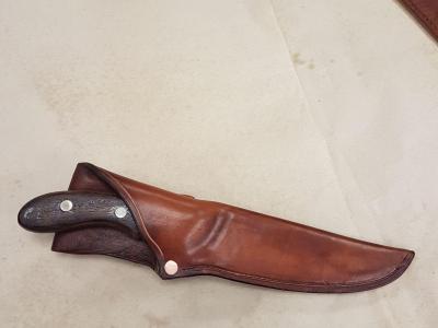 Knife Sheath Assorted, Custom, Full Grain Leather, Hand tooled, Hand made in the Okanagan, Oliver, B.C., Canada.