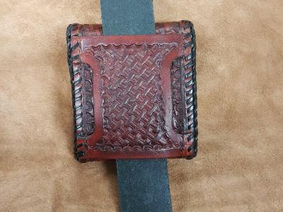 Cartridge Holder For Belt Or Strap, Custom, Full Grain Leather, Hand tooled, Hand Made in the Okanagan, Oliver, B.C., Canada.