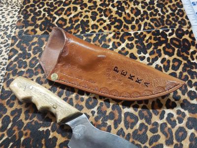 Knife Sheath Assorted, Custom, Full Grain Leather, Hand tooled, Hand made in the Okanagan, Oliver, B.C., Canada.