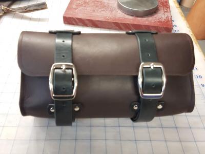 Biker Tool Bag, Custom, Full Grain Leather, Hand tooled, Hand made in the Okanagan, Oliver, B.C., Canada.