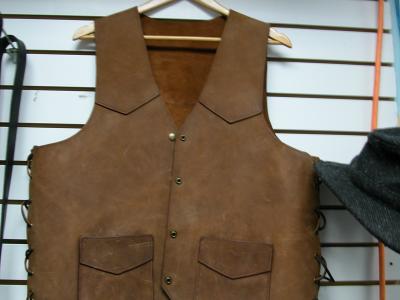 Vest, Custom, Full Grain Leather, Hand tooled, Hand made in the Okanagan, Oliver, B.C., Canada.