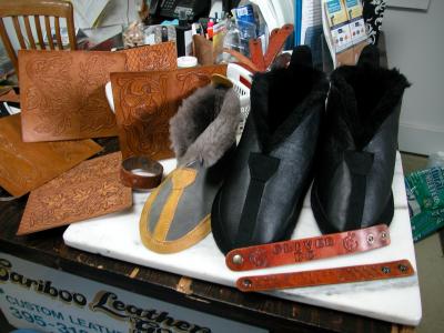 Sheep and deer skin Moccasins, Custom, Full Grain Leather, Hand tooled, Hand made in the Okanagan, Oliver, B.C., Canada.