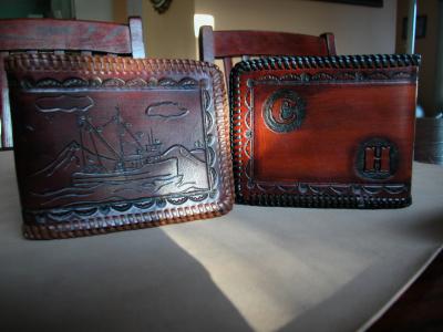 Wallets, Custom, Full Grain Leather, Hand tooled, Hand made in the Okanagan, Oliver, B.C., Canada.