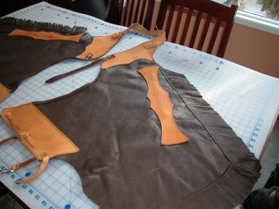 Chaps, Full Grain Leather, Hand tooled, Hand made in the Okanagan, Oliver, B.C., Canada.