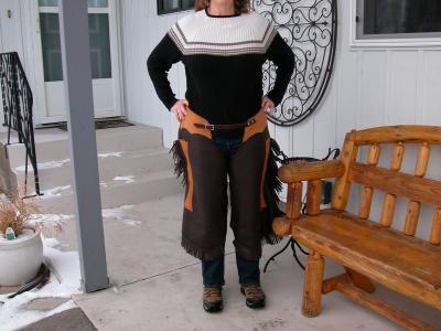 Chaps, Full Grain Leather, Hand tooled, Hand made in the Okanagan, Oliver, B.C., Canada.