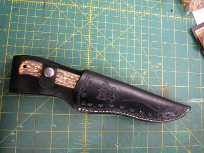 Knife Sheath Assorted, Custom, Full Grain Leather, Hand tooled, Hand made in the Okanagan, Oliver, B.C., Canada.