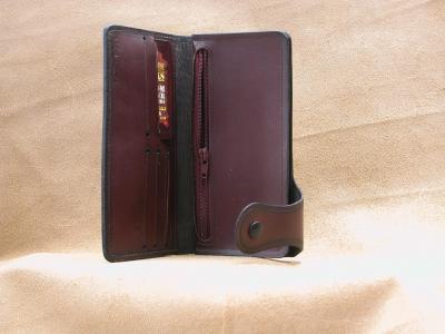 Wallet Clutch Style, Custom, Full Grain Leather, Hand tooled, Hand made in the Okanagan, Oliver, B.C., Canada.