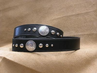 Belts with Conchos, Custom, Full Grain Leather, Hand tooled, Hand made in the Okanagan, Oliver, B.C., Canada.