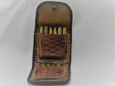 Cartridge Holder For Belt Or Strap, Custom, Full Grain Leather, Hand tooled, Hand Made in the Okanagan, Oliver, B.C., Canada.