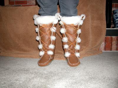 Fitted Sheep Skin Mukluks, Full Grain Leather, Hand tooled, Hand made in the Okanagan, Oliver, B.C., Canada