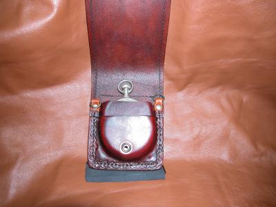 Pocket watch holster ox blood colour front open