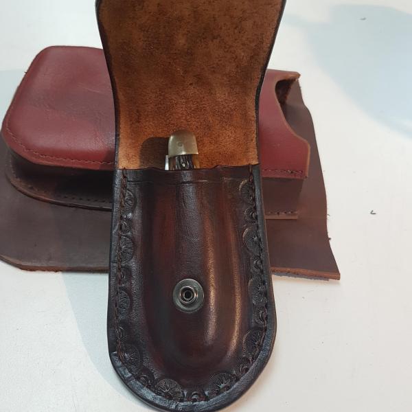 Knife Sheath Assorted, Custom, Full Grain Leather, Hand tooled, Hand made in the Okanagan, Oliver, B.C., Canada.