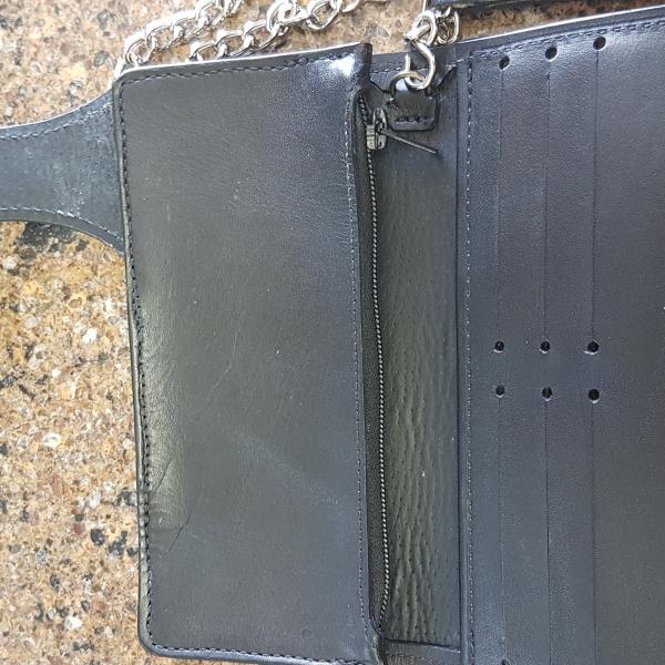 Wallets Trucker & Biker Style With Chain, Custom, Full Grain Leather, Hand tooled, Hand made in the Okanagan, Oliver, B.C., Canada.