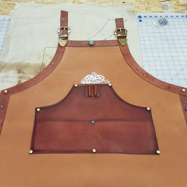 Aprons Assorted, Full Grain Leather, Hand tooled, Hand made in the Okanagan, Oliver, B.C., Canada.