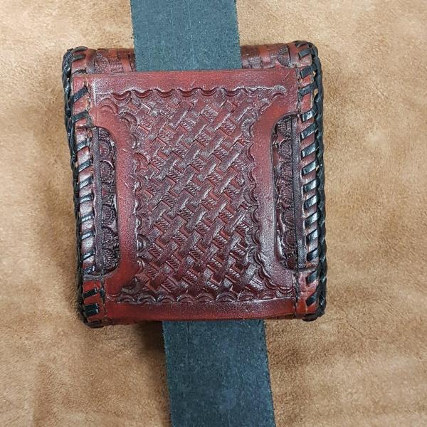 Cartridge Holder For Belt Or Strap, Custom, Full Grain Leather, Hand tooled, Hand Made in the Okanagan, Oliver, B.C., Canada.