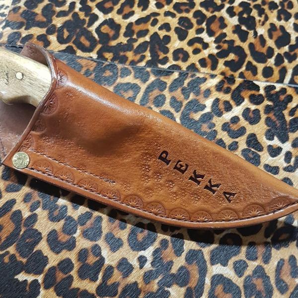 Knife Sheath Assorted, Custom, Full Grain Leather, Hand tooled, Hand made in the Okanagan, Oliver, B.C., Canada.