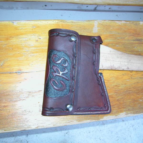 Front, Axe Sheath Assorted, Full Grain Leather, Hand tooled, Hand made in the Okanagan, Oliver, B.C., Canada