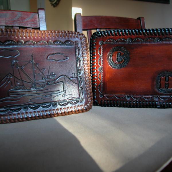 Wallets, Custom, Full Grain Leather, Hand tooled, Hand made in the Okanagan, Oliver, B.C., Canada.