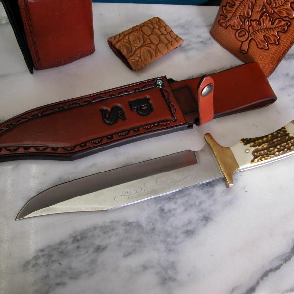 Knife Sheath Assorted, Custom, Full Grain Leather, Hand tooled, Hand made in the Okanagan, Oliver, B.C., Canada.