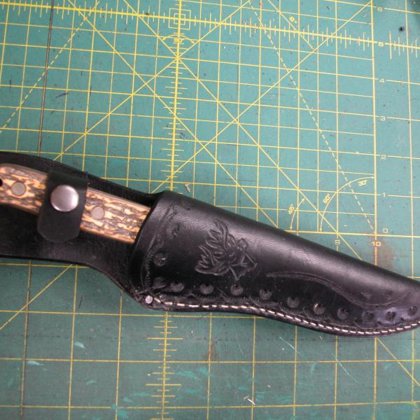 Knife Sheath Assorted, Custom, Full Grain Leather, Hand tooled, Hand made in the Okanagan, Oliver, B.C., Canada.