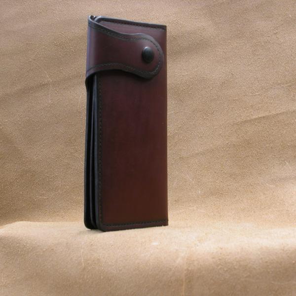 Wallet Clutch Style, Custom, Full Grain Leather, Hand tooled, Hand made in the Okanagan, Oliver, B.C., Canada.