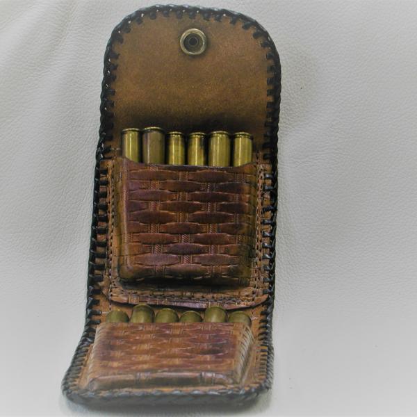 Cartridge Holder For Belt Or Strap, Custom, Full Grain Leather, Hand tooled, Hand Made in the Okanagan, Oliver, B.C., Canada.