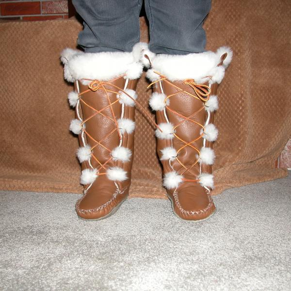 Fitted Sheep Skin Mukluks, Full Grain Leather, Hand tooled, Hand made in the Okanagan, Oliver, B.C., Canada