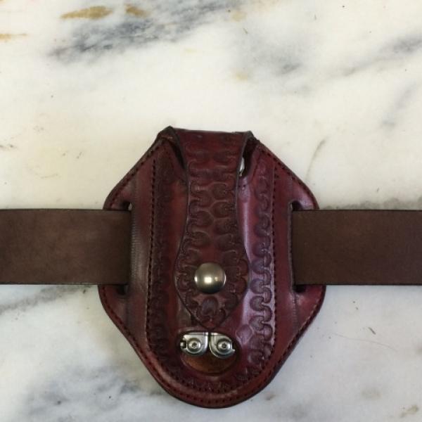 Knife Sheath For Multitool, Custom, Full Grain Leather, Hand tooled, Hand made in the Okanagan, Oliver, B.C., Canada.