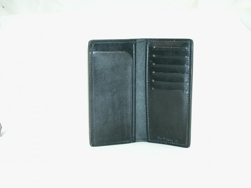 Wallet Roper Style, Midnight Black Colour, Custom, Full Grain Leather, Hand tooled, Hand Made in the Okanagan, Oliver, B.C., Canada.